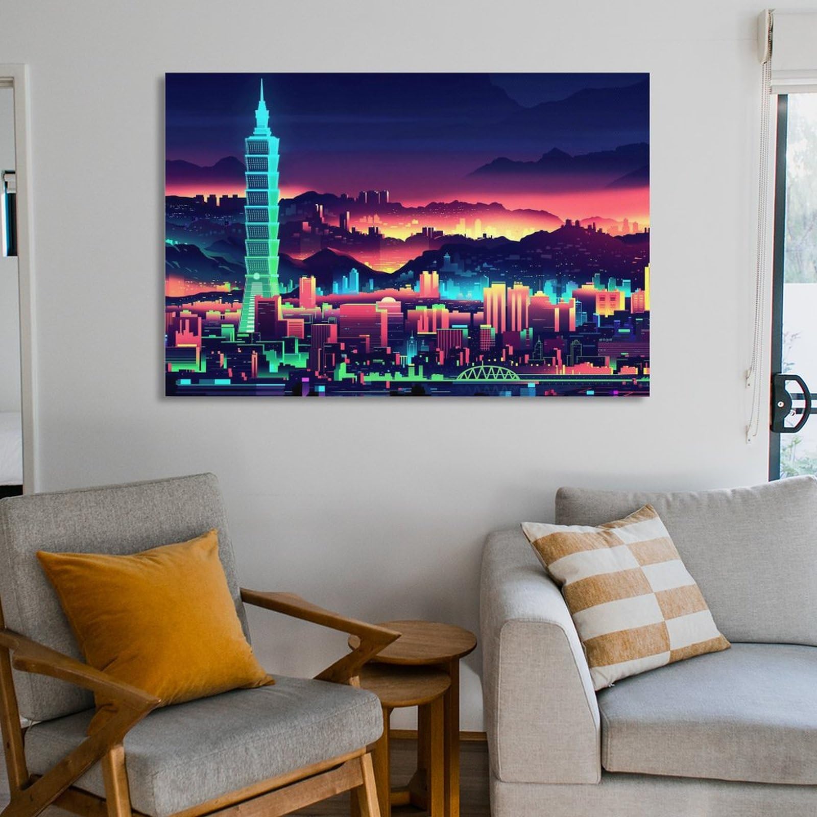 Amazon.co.jp: 台北101台湾壁アートキャンバス絵画ポスター アート